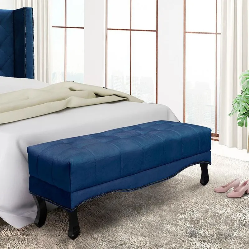 Recamier Estofado Spezzia Decor Vicenza Suede Azul Marinho 90 cm