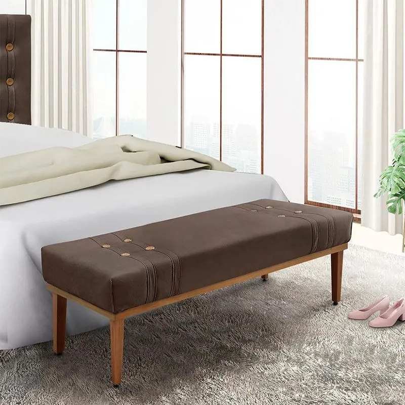Recamier Gênova Estofado Veludo Marrom 140 cm