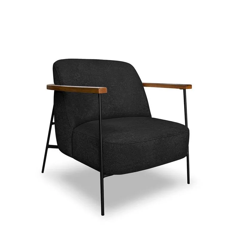 Poltrona Ellie Bouclé Metal e Madeira Preto
