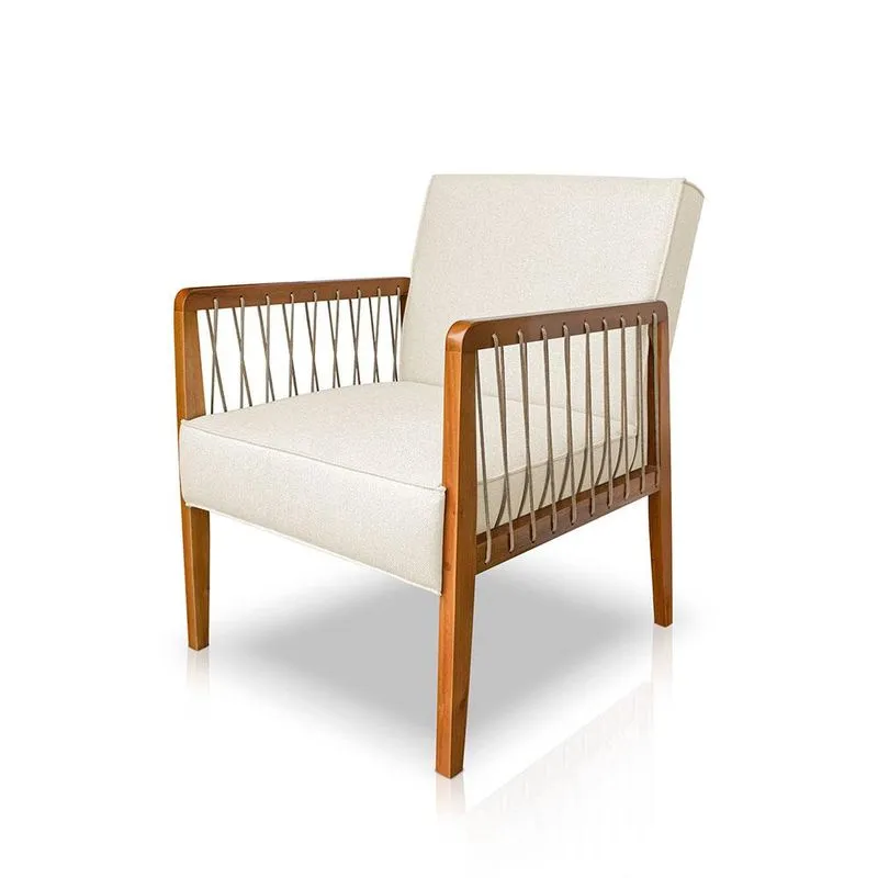 Poltrona Decorativa Lyam Decor Kira Linho Natural
