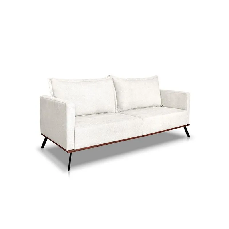 Sofá 2 Lugares Zeus Linho Bouclê Madeira de Reflorestamento Off White 160 cm