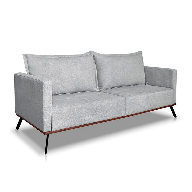 Sofá 3 Lugares Zeus Linho Bouclê Cinza Claro 220 cm
