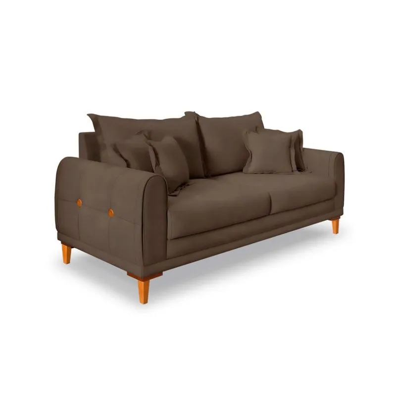 Sofá 3 Lugares Modern Design Lisboa MDF Veludo Marrom