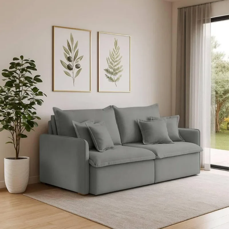 Sofá 4 Lugares 2,60m Retrátil E Reclinável Em Tecido Veludo – Malta Lucadi Cinza