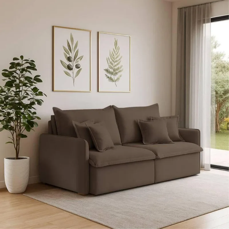 Sofá 2 Lugares 1,60m Retrátil E Reclinável Em Tecido Veludo – Malta Lucadi Marrom
