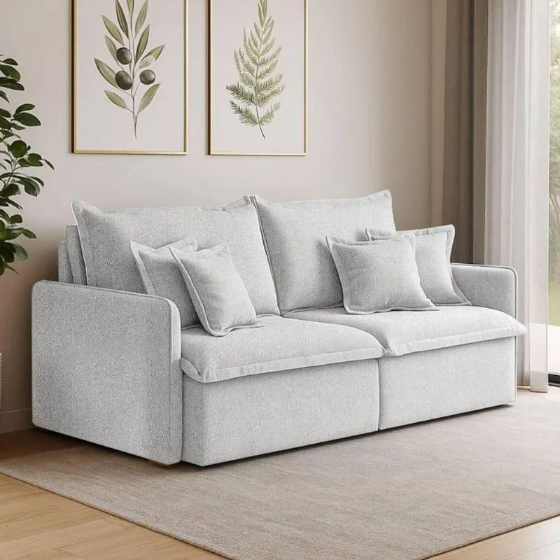 Sofá Malta 3 Lugares Retrátil e Reclinável 220CM Cinza Linho Lucas Home