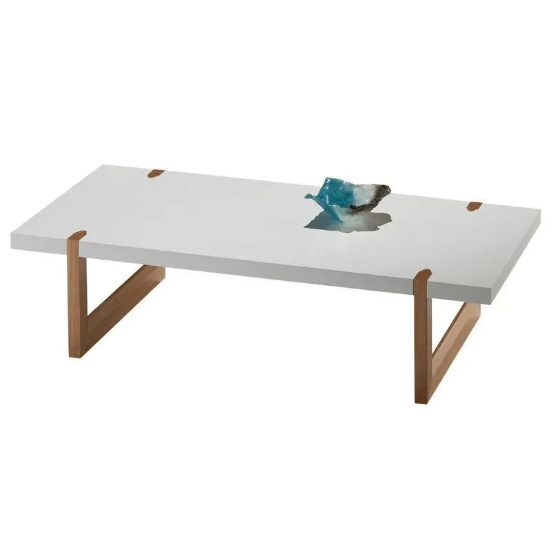 Mesa De Centro Zurique Univ Retangular 120 Cm Tampo Madeira Branca Base Madeira Amêndoa