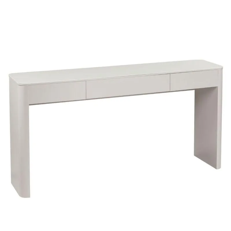 Aparador Luxemburgo Univ 150 cm Tampo de Madeira com Vidro Colado Laca Off White Acetinado