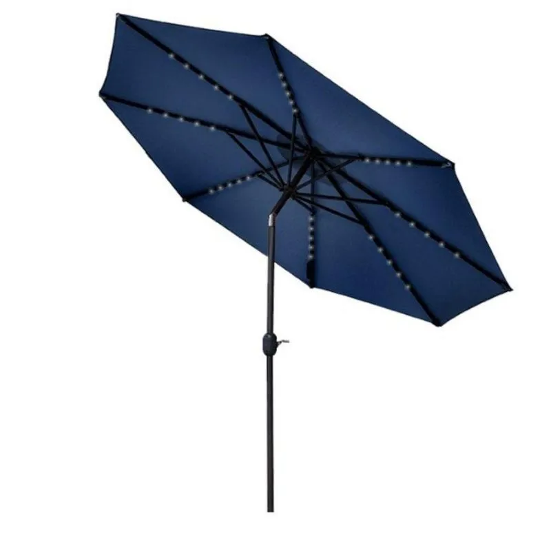 Ombrelone Central Aruba Rivatti 243 Cm Em Alumínio Com Iluminação Led Sem Base Capa Azul Marinho