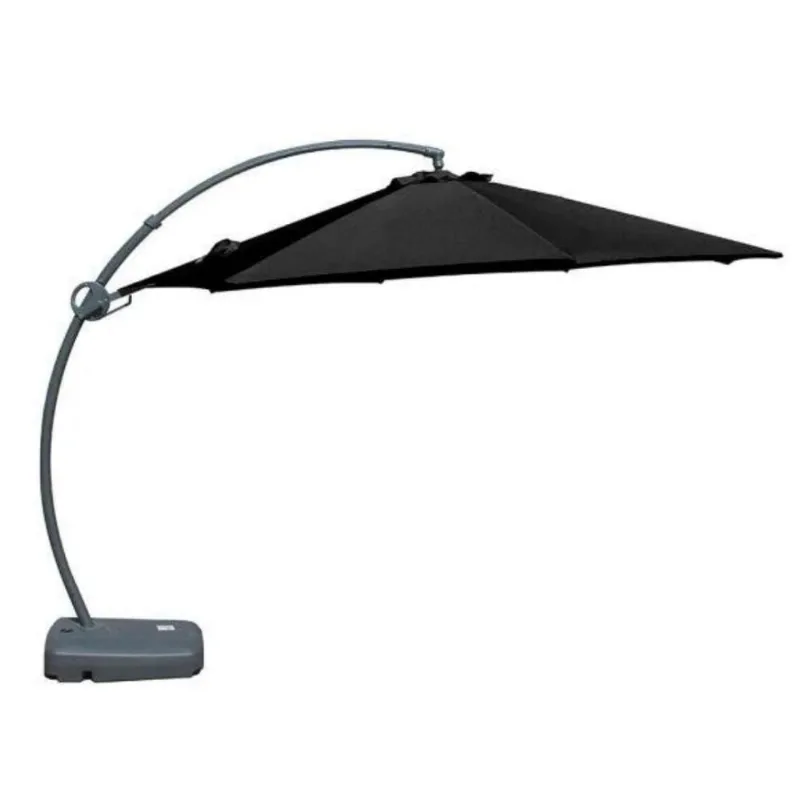 Ombrelone Lateral Barbados Rivatti 350 Cm Em Alumínio Com Base Capa Em Poliéster Preto