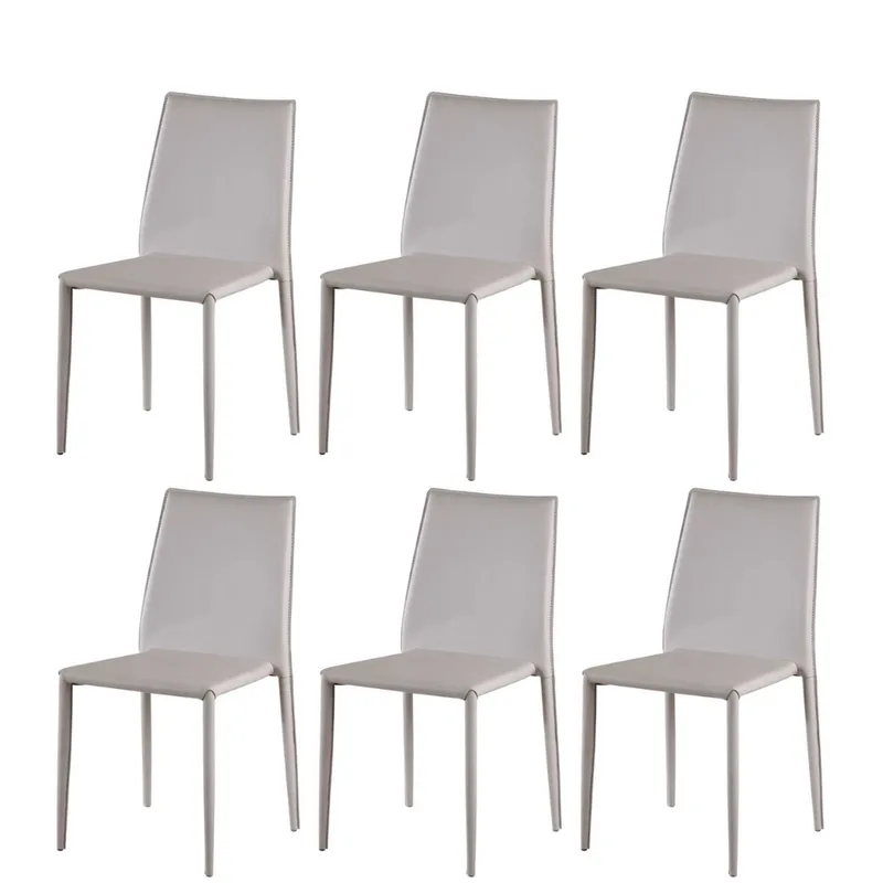 Kit 6 Cadeiras Amanda Glam Revestida em PVC Nude Estrutura Metal
