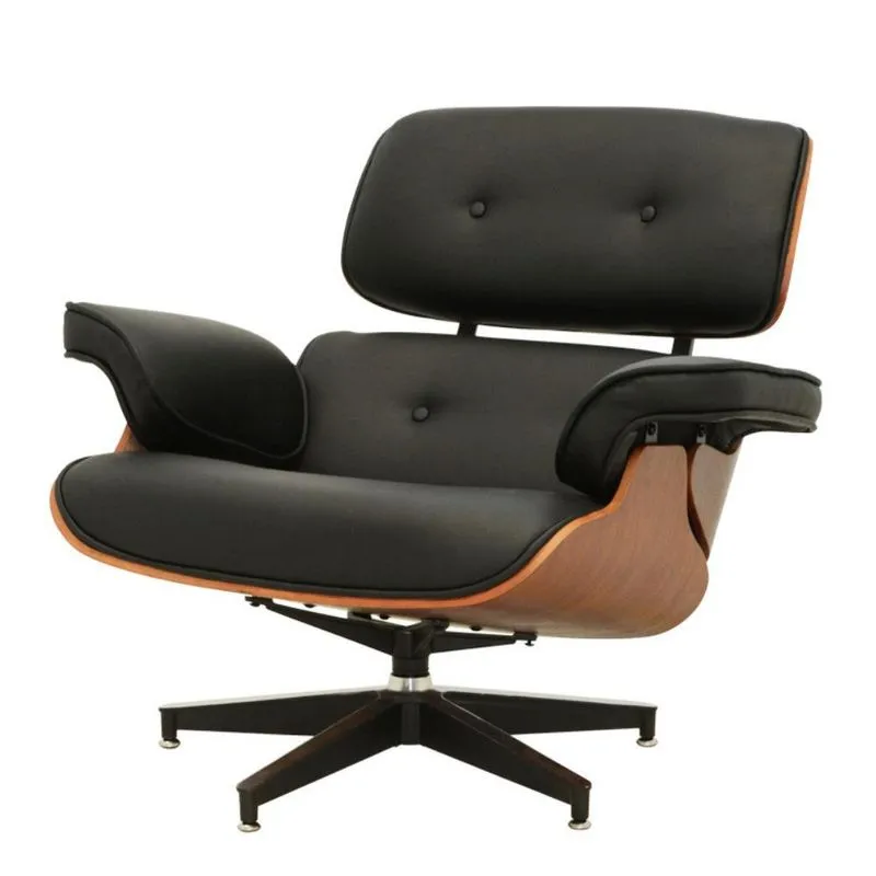 Poltrona Giratória Charles Eames pu Preto Base Alumínio