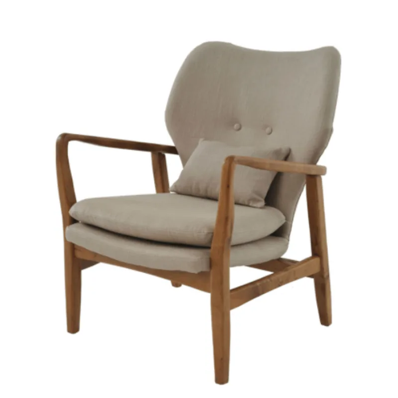 Poltrona Cibelle Rivatti Estofado Linho Fendi Base Madeira Bétula