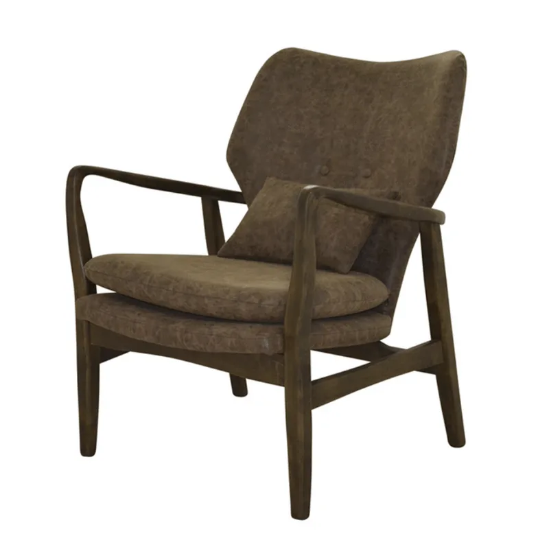 Poltrona Cibelle Rivatti Estofado PU Marrom Vintage Base Madeira Bétula
