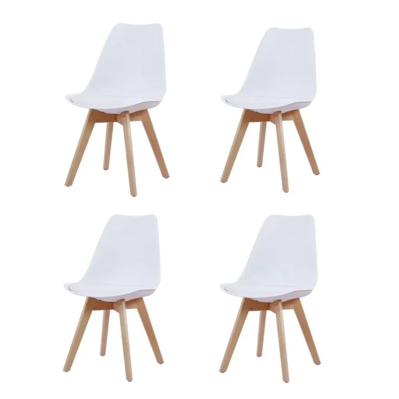 Kit 4 Cadeiras Leda Joly Polipropileno Branco Base Madeira