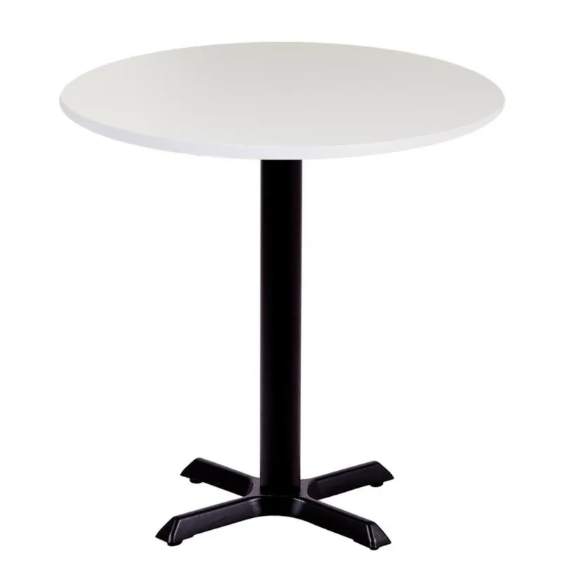 Mesa ômega Em Ferro Preto Pintura 74 Cm (altura) Com Tampo Em Mdp Redonda 60 Cm Branco