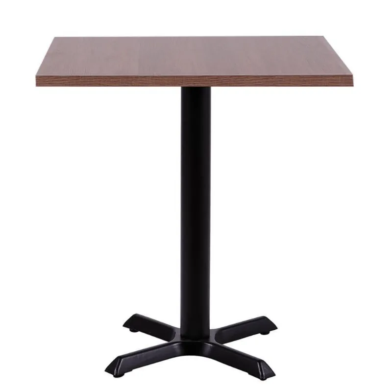 Mesa ômega Em Ferro Preto Pintura 74 Cm (altura) Com Tampo Em Mdp Quadrado 70 Cm Imbuia
