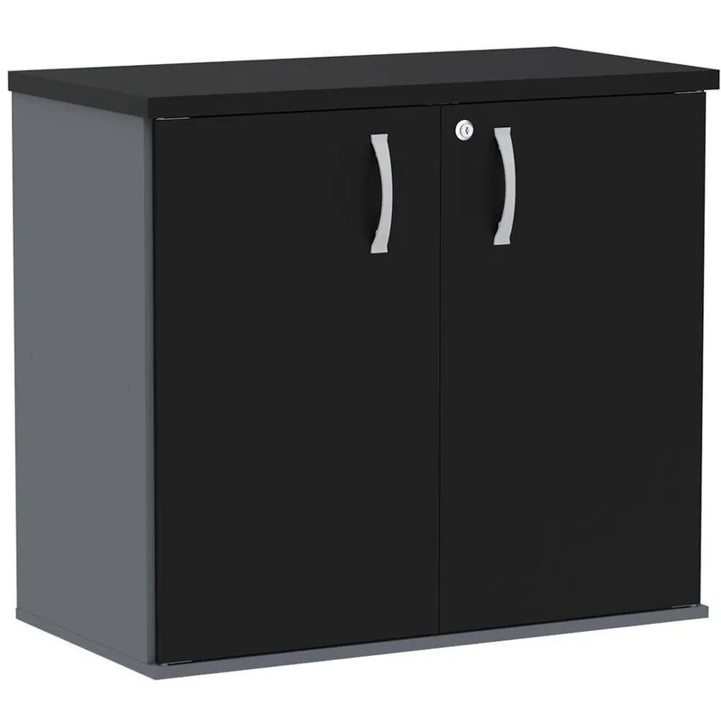 Armário Baixo Pe25 Pandin 80 Cm (Largura) Em Mdp Grafito E Preto Com Duas Portas