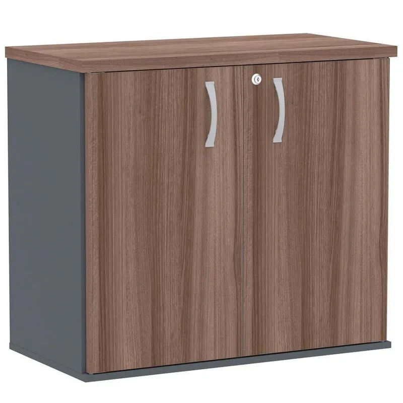 Armário Baixo Pe25 Pandin 80 Cm (Largura) Em Mdp Walnut E Grafito Com Duas Portas