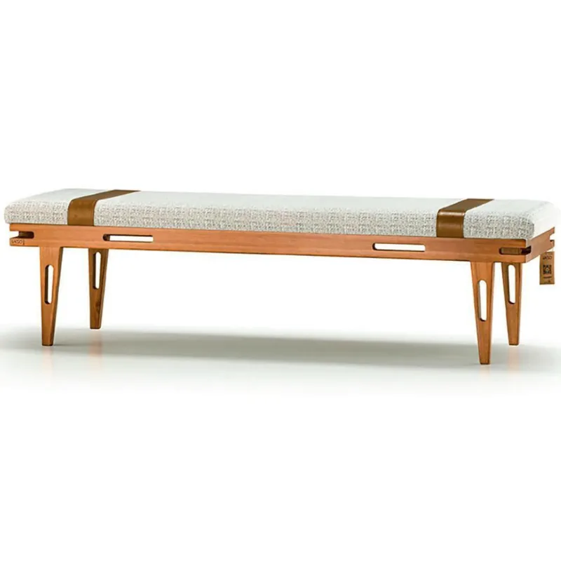Banco Los Recamier Ozki 161 Cm Madeira Eucalipto Cedro Tecido Cinza