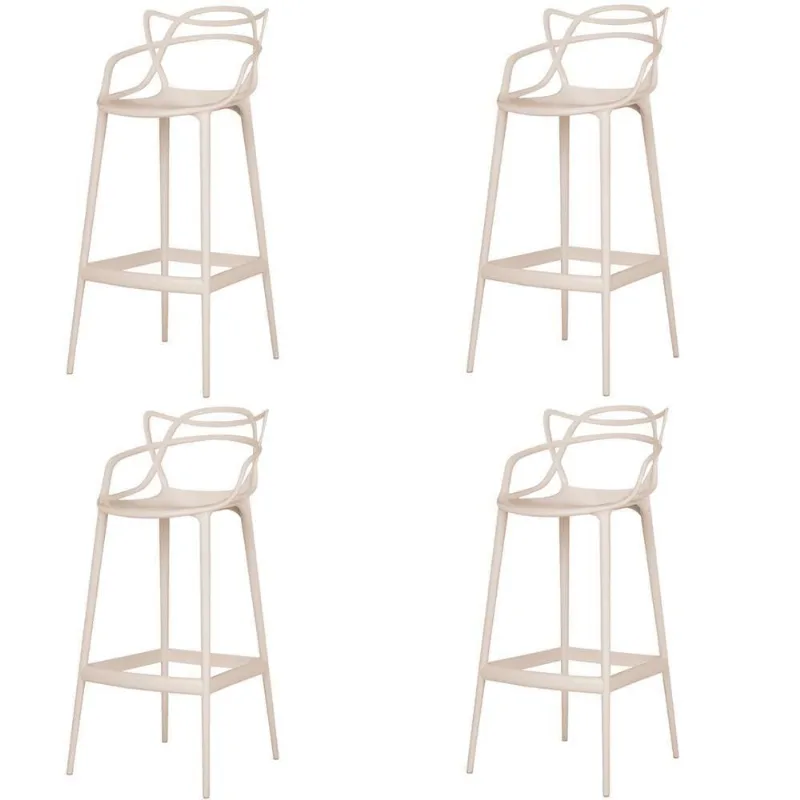Kit 4 Banqueta Aviv Allegra Solna Fratini 109 Cm (altura) Polipropileno Cor Fendi