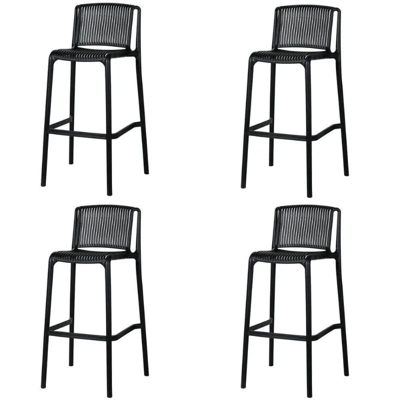 Kit 4 Banqueta Floripa Fratini 100 Cm (altura) Em Poliuretano (pu) Cor Preto