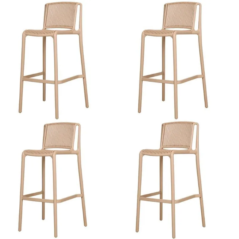 Kit 4 Banquetas Floripa Fratini 100 Cm (altura) Em Poliuretano (pu) Cor Fendi