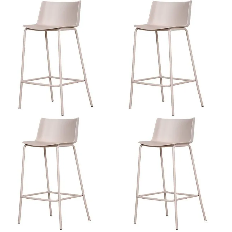 Kit 4 Banquetas Ipanema Fratini 86,50 Cm (altura) Em Poliuretano (pu) Base Em Aço Nude