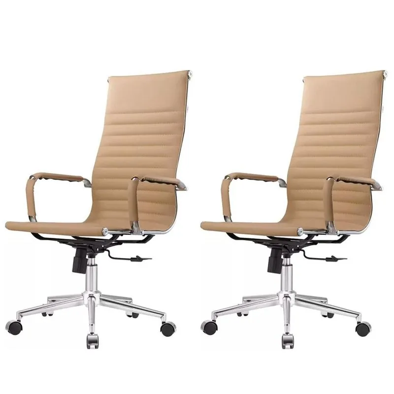 Kit 2 Cadeiras Giratória Alta Office Manhattan Esteirinha Fratini Revestida em (pu) Fendi Base Rodízio