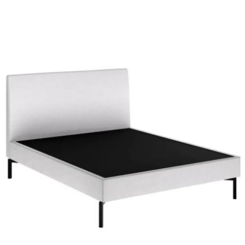 Cama Casal KingSize Ariel Daf p/ Colchão 193 cm Cabeceira Boucle Bege Base Aço Carbono Preto