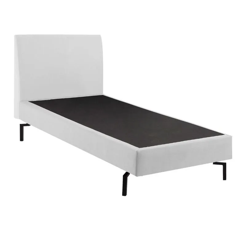 Cama de Solteiro Ariel Daf para Colchão 88 cm com Cabeceira Boucle Bege Base Aço Carbono Preto