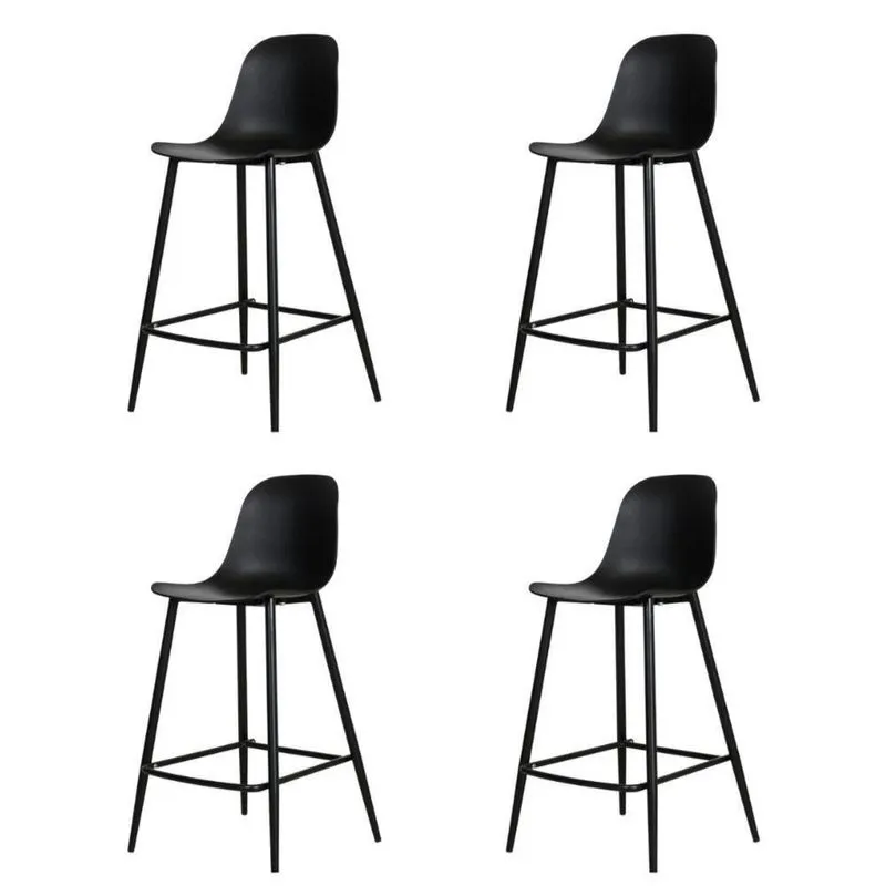 Kit 4 Banquetas Altas Miami Abi Fratini 101,50 Cm (altura) Polipropileno Preto Base Em Aço Pintado