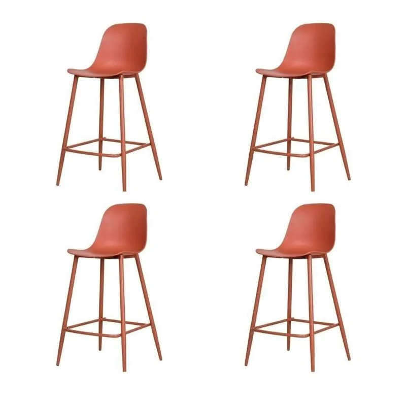 Kit 4 Banquetas Altas Miami Abi Fratini 101,50 Cm (altura) Polipropileno Terracota Base Aço Pintado