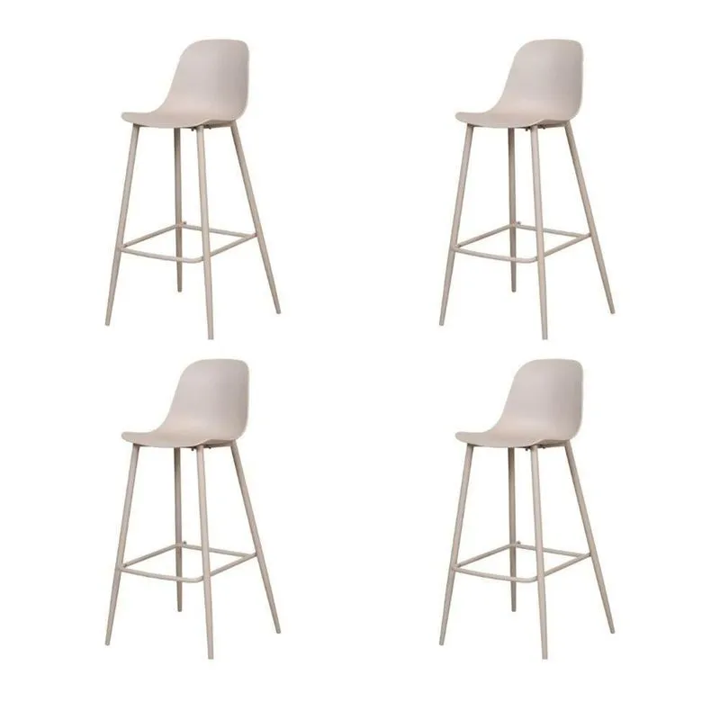 Kit 4 Banquetas Altas Miami Abi Fratini 101,50 Cm (altura) Polipropileno Nude Base Em Aço Pintado