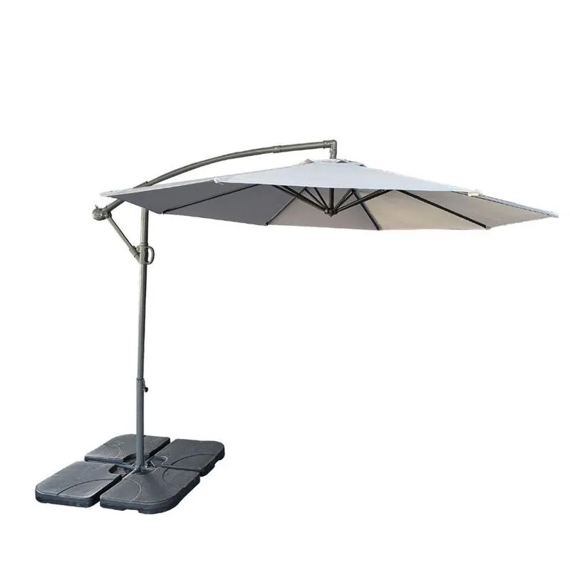 Ombrelone Lateral Tahiti Fratini 300 cm Aluminio Cinza Capa Poliéster Base Lateral HDPE