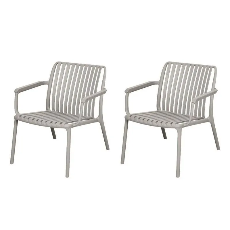 Kit 2 Cadeiras Com Braço Empilhável Lounge Cozumel Inmetro Fratini 59 Cm (larg) Polipropileno Nude