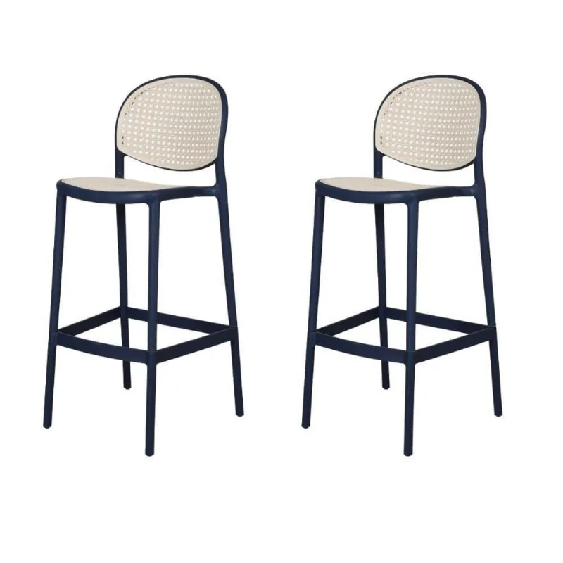 Kit 2 Banquetas Positano Fratini 108 Cm (altura) Polipropileno Azul Tramas Nude Simulando Rattan