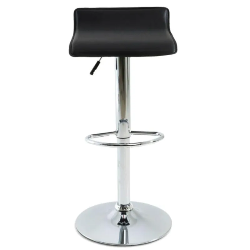 Kit 4 Banquetas Giratória Belo Horizonte Wave Rivatti Assento Estofado Em Pvc Preto Base Aço Cromado