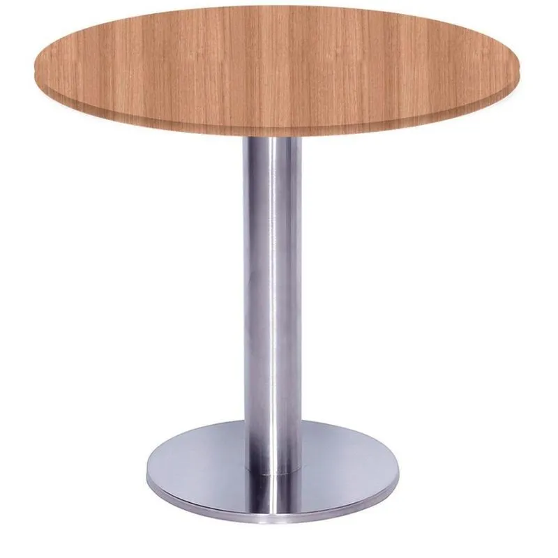 Mesa Beta Big Inox 75 Cm (alt) Disco Redondo Tampo Mdp Redondo 60 Cm (larg) X 2,50 Cm (alt) Noce Naturalle