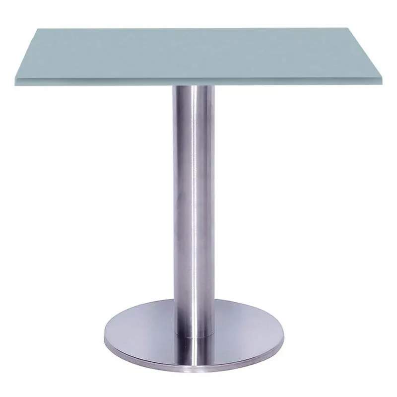 Mesa Beta Big Inox 75 Cm (alt) Disco Redondo Tampo Mdp Quadrado 80 Cm (larg) X 2,50 Cm (alt) Cinza