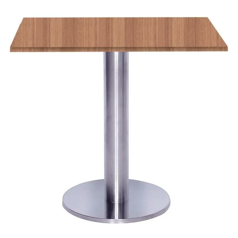 Mesa Beta Big Inox 75 Cm (alt) Disco Redondo Tampo Mdp Quadrado 80 Cm (larg) X 2,50 Cm (alt) Noce Naturalle