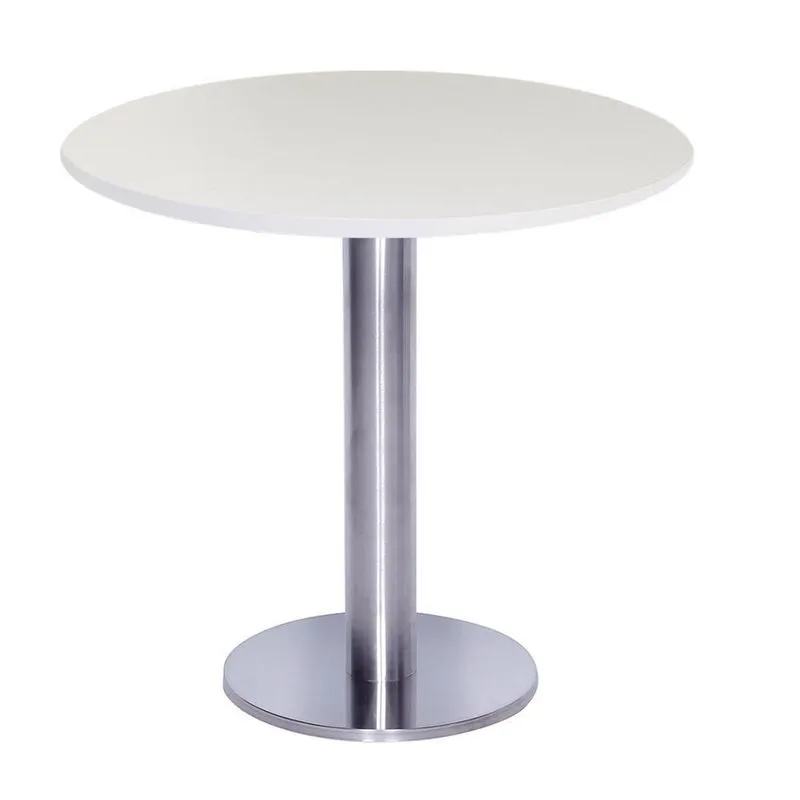 Mesa Beta Big Inox 75 Cm (alt) Disco Redondo Tampo Mdp Redondo 80 Cm (larg) X 2,50 Cm (alt) Branco