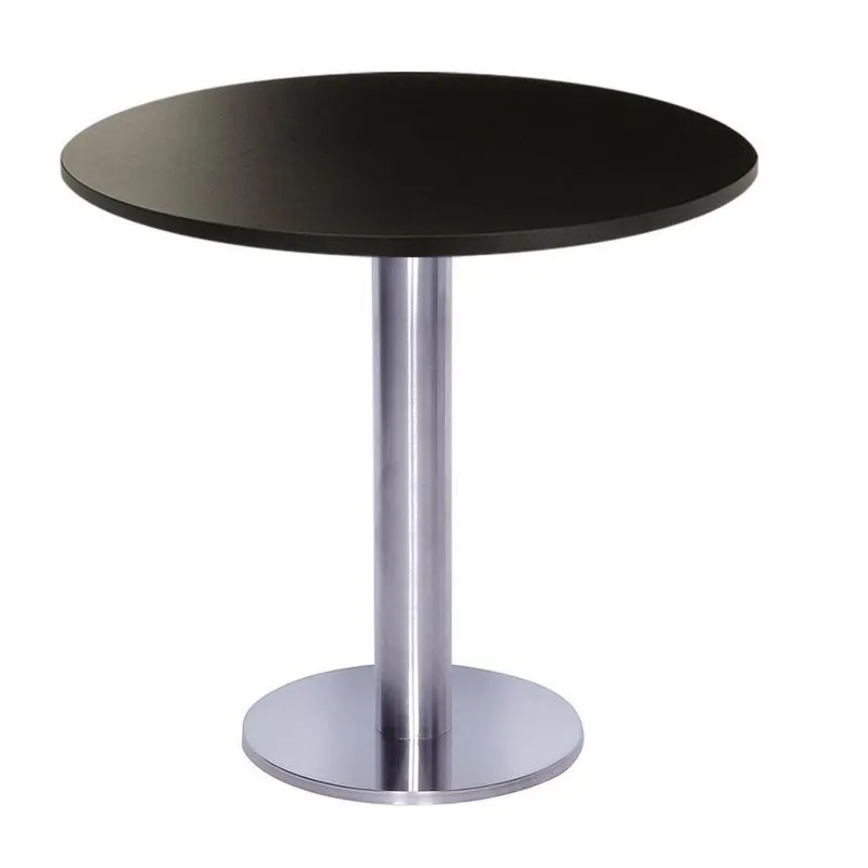 Mesa Beta Big Inox 75 Cm (alt) Disco Redondo Tampo Mdp Redondo 80 Cm (larg) X 2,50 Cm (alt) Preto