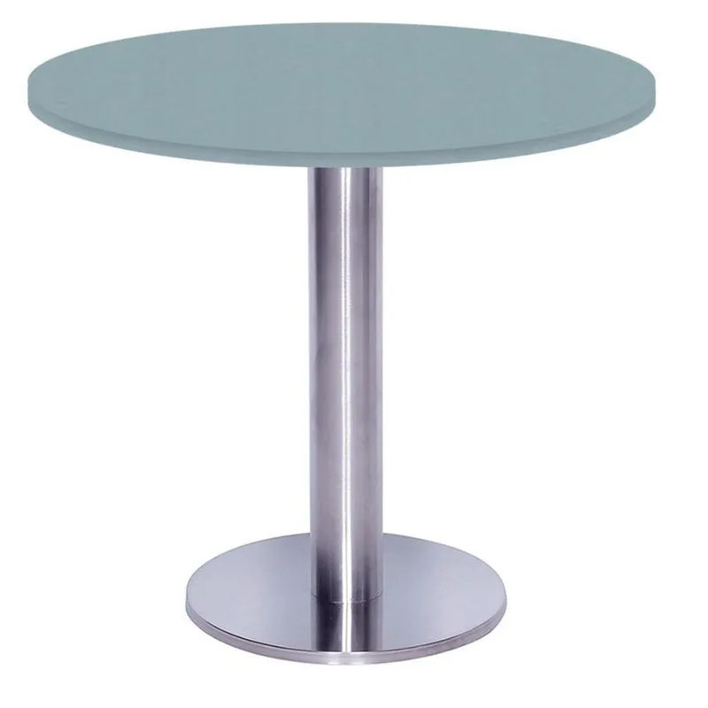 Mesa Beta Big Inox 75 Cm (alt) Disco Redondo Tampo Mdp Redondo 80 Cm (larg) X 2,50 Cm (alt) Cinza