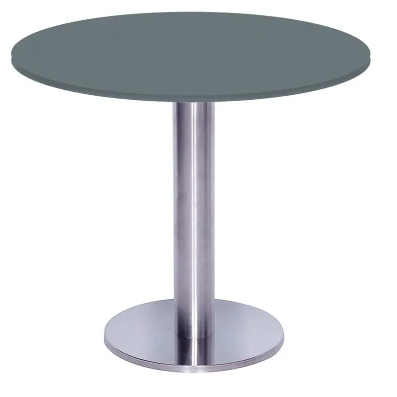 Mesa Beta Big Inox 75 Cm (alt) Disco Redondo Tampo Mdp Redondo 80 Cm (larg) X 2,50 Cm (alt) Grafito