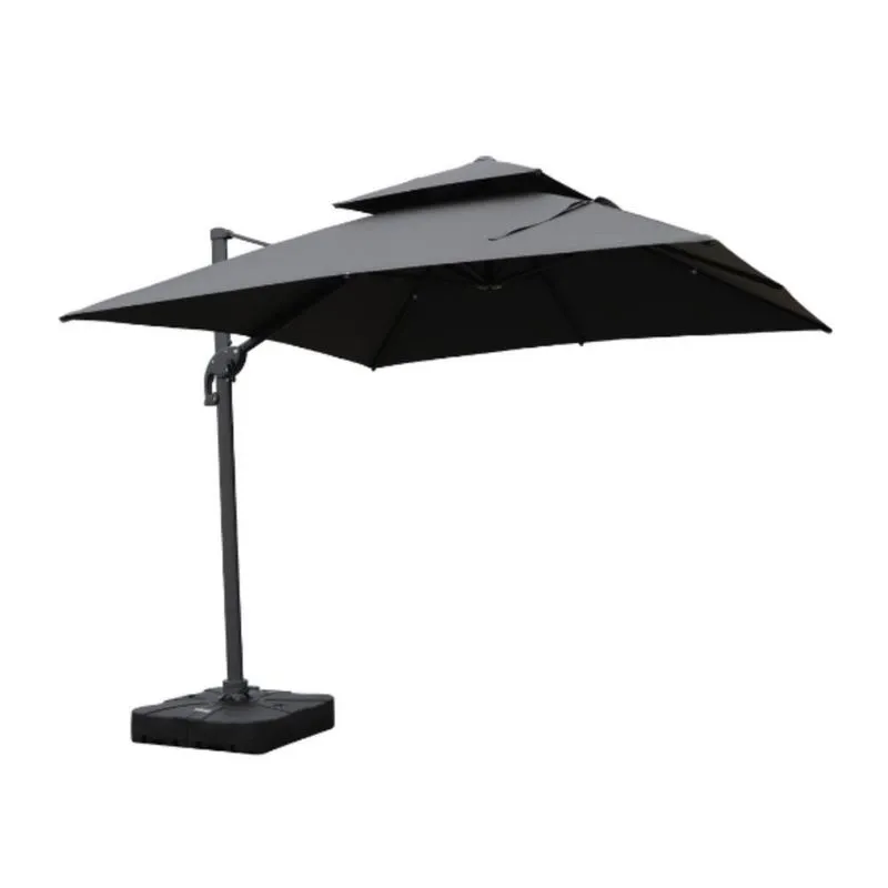 Ombrelone Lateral Com Base 150 Lt Hdpe Tulum Rivatti 300 Cm (larg) Alumínio Capa Poliéster Grafite