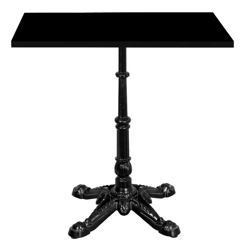 Base De Mesa Apus Em Ferro Preto 75 Cm (alt) Tampo Mdp Quadrado Preto 60 Cm (larg) X 2,5cm (alt)