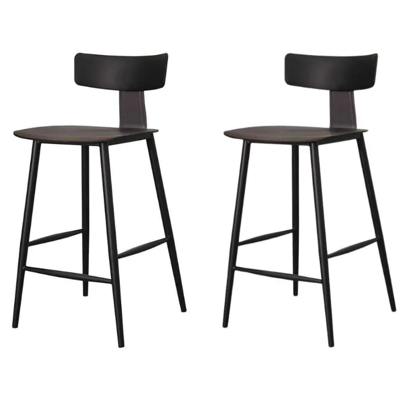 Kit 2 Banquetas Baixas Analu Assento PP Preto Encosto Base Aço 89CM Rivatti Móveis