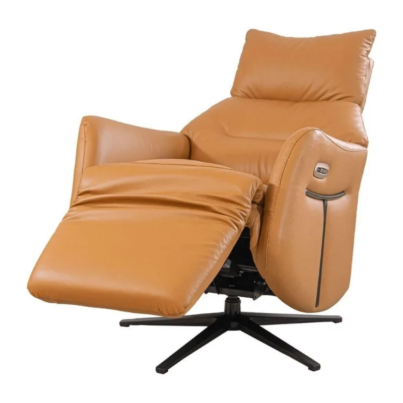 Poltrona Reclinável Descanso Domann Couro Natural Motorizada Zero Gravidade Marrom 73CM 120kg