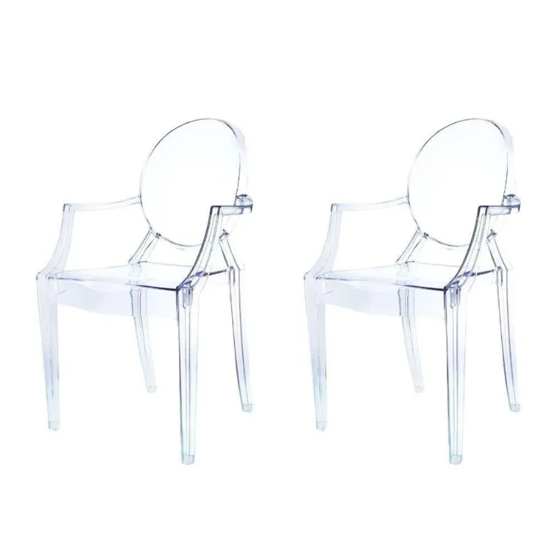 Kit 2 Cadeiras Versalhes Louis Ghost Policarbonato Transparente Fratini